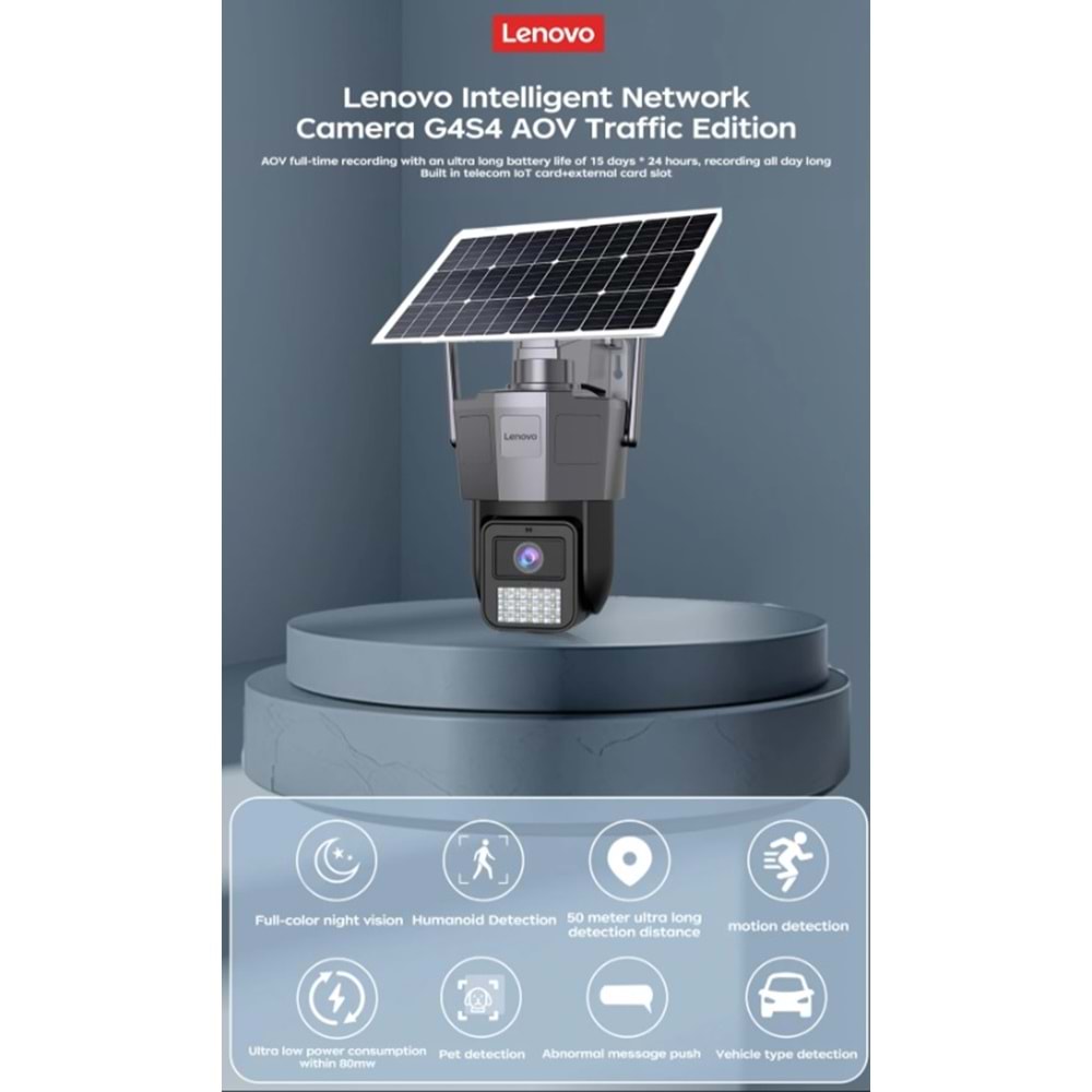LENOVO G4S4 3MP+3MP Solar 4G kamera Smart