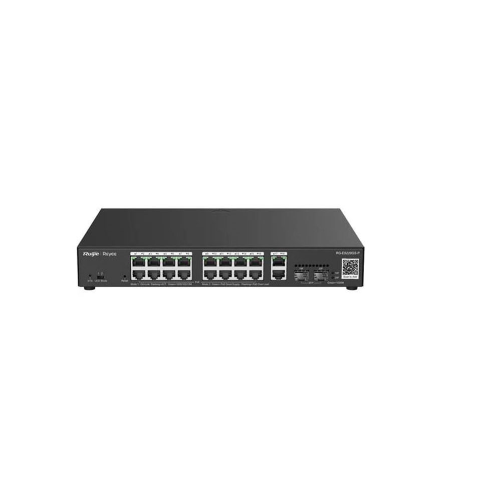 TP-LINK OMADA ES220GMP 16+2+2 Gbit 16 PORT POE 250W 2xGBİT RJ45+ 2xGBİT SFP Rack mount Yönetilebilir (L2) Switch
