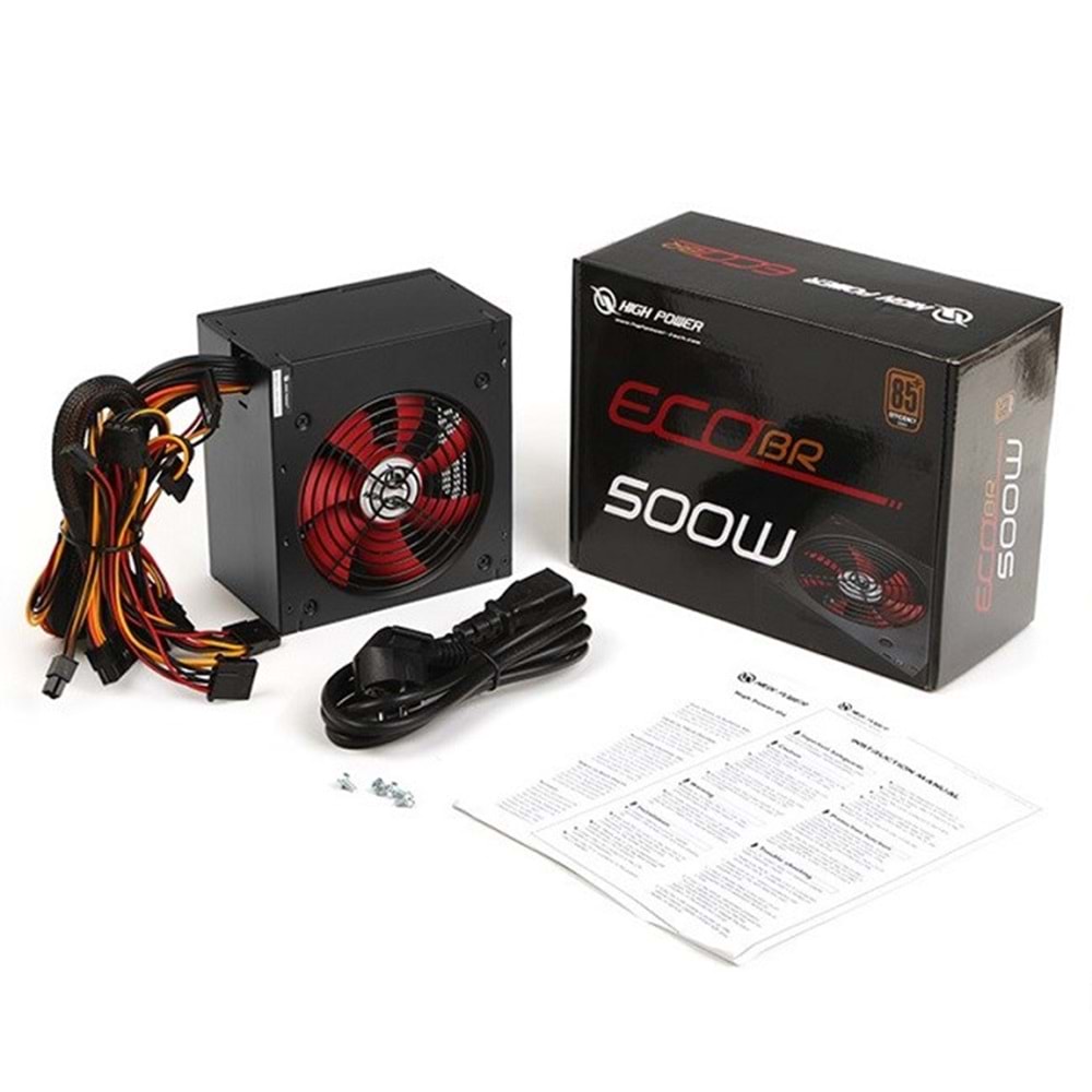 igh PowerHPE 500BR A12S Eco 500W 80+ Bronze Kırmızı Fanlı Güç Kaynağı