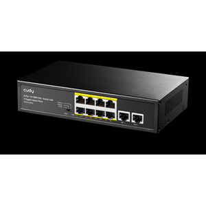 8 PORT CUDY FS1010PG 10/100Mbps 8 Port PoE+ 120W 2xGigabit Uplink Desktop Yönetilemez Metal Kasa Switch