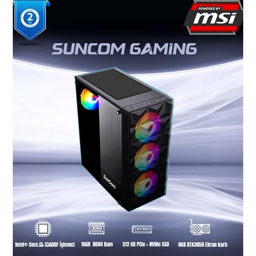 SUNCOM Gaming SG1-153 i5-13400F 16GB 512GB SSD 8gb RTX3050 DOS Masaüstü Oyun Bilgisayarı