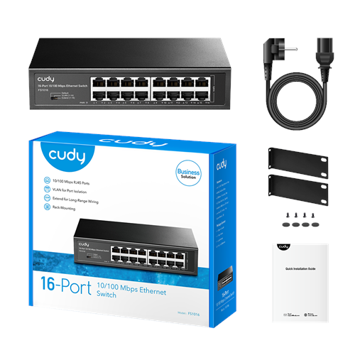 CUDY FS1016 16 Port Mbit Rackmount Yönetilemez Metal Kasa Switch