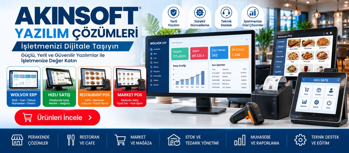 AKINSOFT Wolvox ERP, Hızlı Satış, Restaurant POS ve Market POS çözümleri