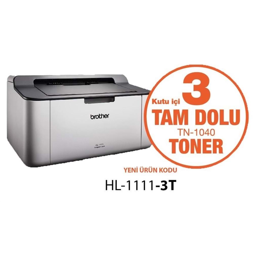 BROTHER HL-1111-3T MONO LAZER YAZICI (3 TAM DOLU TONER)