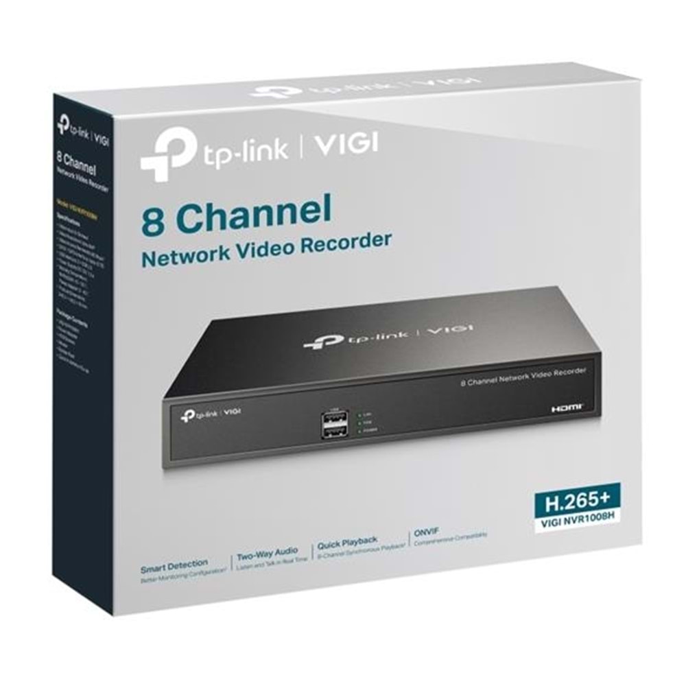 TP-LINK VIGI NVR1008H 8 KANAL 1 SATA H265+ ONVIF NVR KAYIT CİHAZI