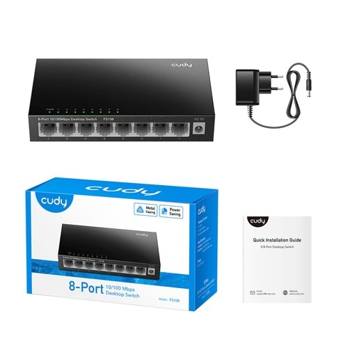 CUDY FS108 8 port Mbit Desktop Yönetilemez Metal Kasa Switch