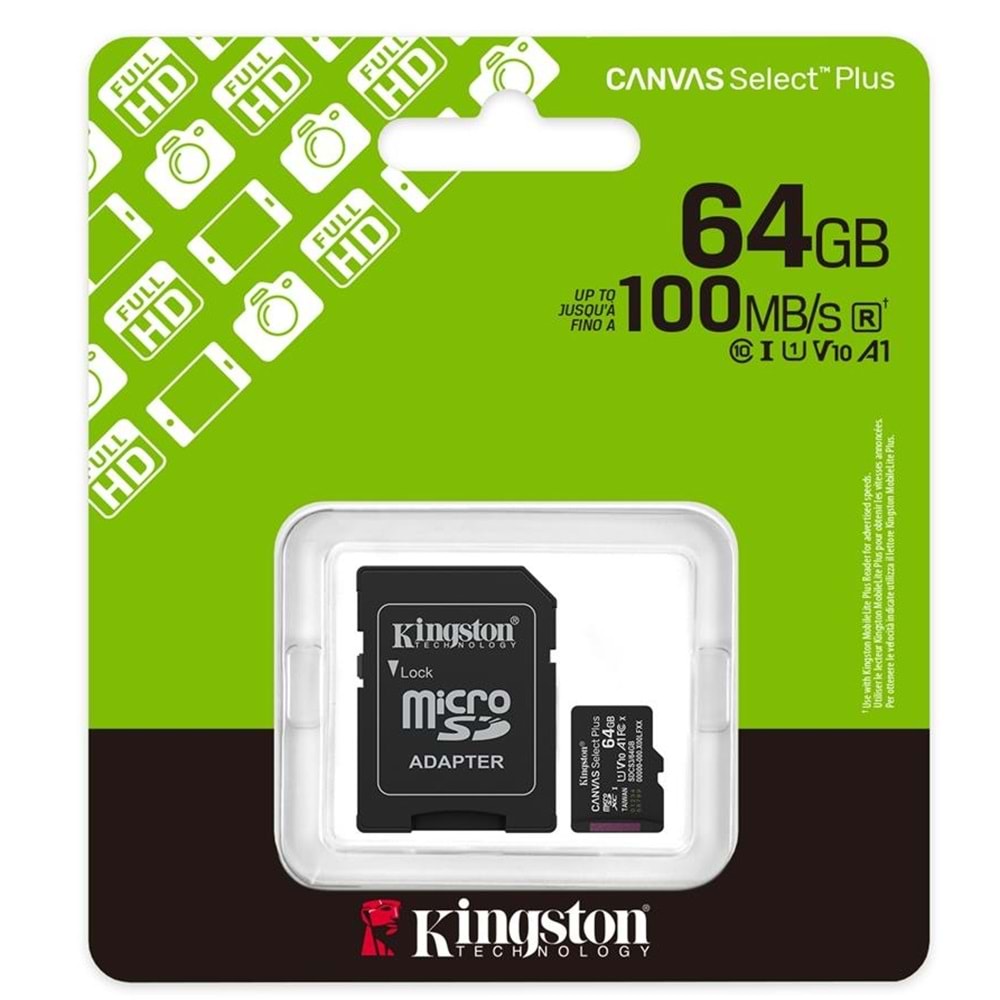 KINGSTON SDCS3/64GB Class10 64GB 150MB/s MicroSD Kart Bellek