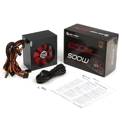 igh PowerHPE 500BR A12S Eco 500W 80+ Bronze Kırmızı Fanlı Güç Kaynağı